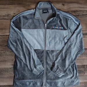 Pink+Dolphin Velour Wave Limited Edition Grey Full Zip Track Jacket Size Large